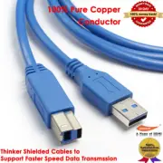 USB 3.0 Printer Cable Lead Type A to B Male High Speed Scanner Cord 5Gbps Blue