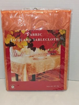 Sultan's Linens Fabric Jacquard Tablecloth 60" x 84" or 60" Salmon Orange NEW