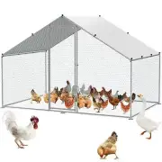 VEVOR Large Metal Chicken Coop, 3x1.97x1.99 m Walk-in Chicken Run with Water...