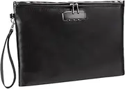 [Generic] Fireproof Document Bag with Lock Money Safety Organizer Zipper Closure Storage Pouch Pocket with 10 Cards Slot for for A4 Documents File Cash Passport Certificates Home Office Travel