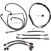 2021-2023 Touring Extended 12" Handlebar Cables Set Clutch Cable Brake Line Extension Kit for 2021-2023 Harley Road King/Electra Glide/Street Glide/Road Glide NO ABS, Black