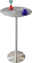 Kitchen Table Counter Height Bar Breakfast Dining Table Stainless Steel Coffee Table Conference Table for Home Pub Bistro Cocktail Table, Easy Assembly Bedside Table(60x105cm/2.0x3.4ft)