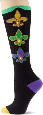 Mardi Gras Light-Up Knee Socks Fancy Dress Up Halloween Adult Costume Accessory