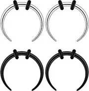 [Longbeauty] 14G 16G Pincher Septum Rings C Shape Buffalo Stainless Steel Horseshoes Nose Ring Taper Kit Septum Piercing Jewelry with O-Rings for Women Men