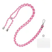 Phone Lanyard Adjustable Neck Lanyard with Transparent Patch Rose Red White