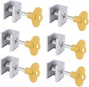 TEHAUX 6Pcs Sliding Sash Lock Security Theft Door Lock for Windows Cabinets Easy Installation Reusable Low Noise Suitable for Home Use Silver