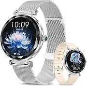 niolina Smart Watch for Women Answer/Make Call, 1.19" AMOLED Smartwatch with Bluetooth for Android iOS Phones, IP68 Waterproof Fitness Tracker with Step Counter, Multiple Sports Modes, Silver