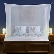 Mosquito Net for Single to King-Sized Beds – 2 Side Openings & 6 Hanging Loops – Decorative Rectangular Shape for Home & Travel – Bed Canopy Hanging Kit & Carrying Bag Included