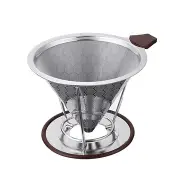 Stainless Steel Coffee Filter Double-Layer Reusable Screen Funnel With Non-Slip Cup Stand
