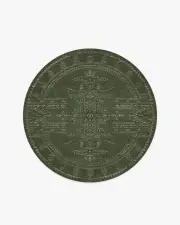185' Round | Machine Washable Runner Rug | Kid & Pet Friendly | Indoor Rug | Martyn Lawrence Bullard Amira Green Rug | Ruggable