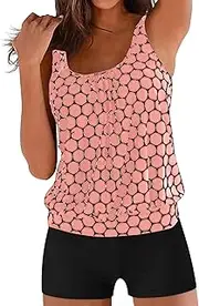 [Generic] Swim Dress Swimsuits for Women Plus Swimsuits Vintage Swimsuit Two Retro Ruched High Waist Print Bikini Set Swim Wear for Plus Size