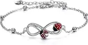 [POPLYKE] Ladybird Anklet for Women Sterling Silver Infinity Anklet Ladybird Jewellery Gift for Women