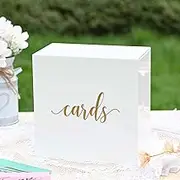 10 Inches Premium White Acrylic Wedding Card Box for Reception, Birthday, Party, Money Box, Wishing Well Box, Graduation Party, Baby Shower, Bridal Shower Elegant Large Card Box - No Assembly Needed
