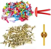 FRAINBOWZ 100PCS Split Pins ，Multicolor Paper Fasteners with Adjustable Rose Gold Pushpins and Double Toe Studs for DIY Creation, Scrapbooking and Office Document Binding