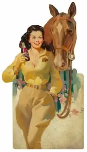 GRAPETTE GRAPE SODA POP WOMAN HORSE HEAVY DUTY USA MADE METAL ADVERTISING SIGN
