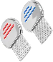 2 Pack Lice Comb Professional Reusable for Kids Adults Helix Spiraled Stainless Steel Comb Removal Dandruff Eggs with Rounded Tips for Comfort -Silver