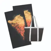 Flaming Leopard Printed Beach Towels x2 with Matching Tote