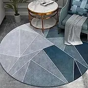 Simple Geometric Round Carpet Office Chair Mat for Carpet & Hardwood Floor Computer Table Floor Mat Bedroom Decoration Living Room Rugs Bedroom Carpet(2,100CM Diameter)