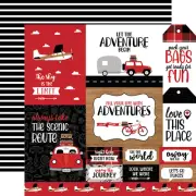 2 Sheets of Echo Park LET'S GO ANYWHERE 12x12 Cardstock - Multi Journaling Cards