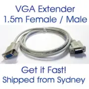 VGA SVGA Female to Male Extension Cord Cable LCD 1.5M Extender