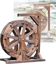Wooden Water Wheel Fountain with Water Outlet Bracket, Water Feature Decorative Fountain Waterfall Feng Shui Wheel, Suitable for Terrace Pond Pool (Size : 60cm(23.6inch))