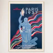 Galrie Vintage 1937 Paris Arts and Techniques International Exhibition Poster Art Décor, Wood Frame, A1 60 x 84cm (23 x 33inch)