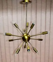 Classic Mid Century Modern polished Brass Sputnik atomic chandelier Home Decor