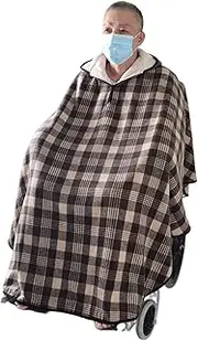 [SUOYUANJIE] Wheelchair Blanket Adult Fleece-Lined Wheelchair Cape + Hood, Men Wheelchair Clothing Winter Poncho Cape Coat Wheelchair Cosy Cover Warm Blanket,Unisex