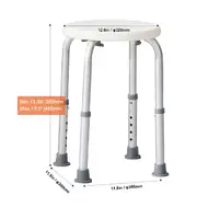 Shower Chair for Inside Shower Adjustable Height Shower Stool Non-Slip Bench Bathtub Seat for Elderly Disabled Adults White