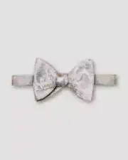 ETON mens Floral Jacquard Silk Bow Tie Light Gray Self Tied New