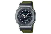 Casio G-Shock GM-2100 GM-2100CB-3A CasiOak Men's Watch (Black & Green Cloth Band) Utility Metal Case Collection (2Y Warranty) GM2100CB-3A