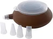 iplusmile Silicone Pastry Decorating Squeezer Pen Set Tea Pot Shape Nozzles High Temperature Resistant for Cake Cookie Decoration Coffee Color