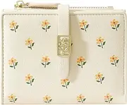 [YINHEXI] Wallet for Women, Womens Wallet Card Holder, Small Bifold RFID Blocking Purse, Cute Small Leather Pocket Wallet for Women, Girls, Ladies Mini Short Purse, Off White, Minimalist