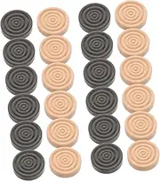 HEALSOPTHY 24pcs Wooden Checkers Chess Pieces Round Design Sturdy Game Accessories for Chess Checkers Board Games for Family Night