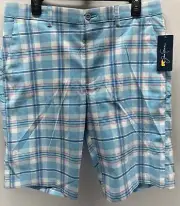 Jack Nicklaus Mens Sz 34 Golf Shorts Classic Blue White Pink Plaid