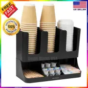 Coffee Condiment Organizer and Cup Storage Station Caddy Countertop Tea Bar