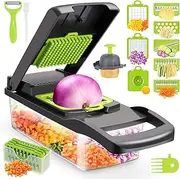 Senbowe Vegetable Chopper, Multifunctional 16-in-1 Food Choppers Onion Chopper Vegetable Slicer Cutter Dicer Veggie Chopper with 8 Blades,Colander Basket,Container for Salad Potato Carrot Garlic