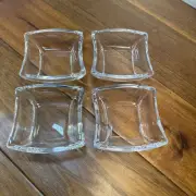 Vintage Dessert Dishes 4 Pc Square Heavy Glass Sundae Cake Dipping Stackable