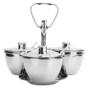 3 3Pcs Rotating Seasoning Pot Set Spice Rack Kitchen Stainless Steel Seasonin HG
