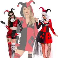 在飛比找蝦皮商城精選優惠-成人哈莉奎恩服裝搞笑小丑女 角色扮演萬聖節百搭花式套裝女孩狂