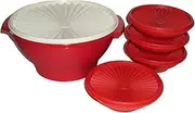 [Tupperware] Servalier Bowls Set of 5 Nesting Serving Bowls Seals Holiday Red