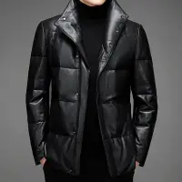 在飛比找Yahoo!奇摩拍賣優惠-男裝真皮皮衣冬季男士白鴨絨羊皮皮衣2023新品西裝領休閑高端