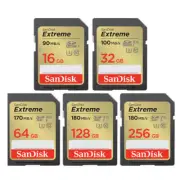 SANDISK EXTREME 180MBs SD SDHC SDXC FLASH MEMORY CARD 256GB 128GB 64GB 32GB 16GB