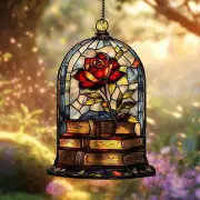 Beauty and the Beast Faux Stained Glass Window Hanging, Belle Inspired Library