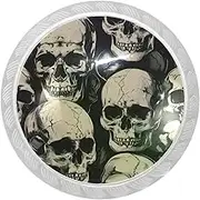 4 Packs Grunge Skull Transparent Cabinet Knobs Drawer Handles for Kitchen Cabinets Dresser Cupboard Wardrobe Pulls Handles