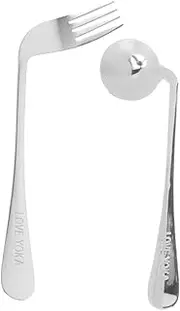 Lightweight Spoon Fork Set Angled Design Stainless Steel Eating Feeding Assist for Seniors Disabled