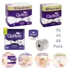36/45/48 Pack Quilton 3-Ply Toilet Tissue Rolls 180 Sheets White Soft-Bath