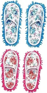 WOFASHPURET Mop Slippers for Women Fuzzy Indoor Bedroom Slippers Microfiber Bottom Easy Floor Cleaning