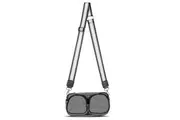 Punch Neoprene Double Pocket Travel Bag Handbag w Crossbody Strap Marl Grey