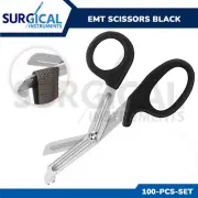100 BLACK EMT Shears ( Scissors ) Bandage Paramedic EMS Rescue Supplies 5.50"